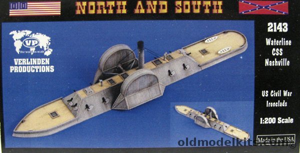 Verlinden 1/200 CSS Nashville - US Civil War Ironclad 'North and South' Waterline Series, 2143 plastic model kit